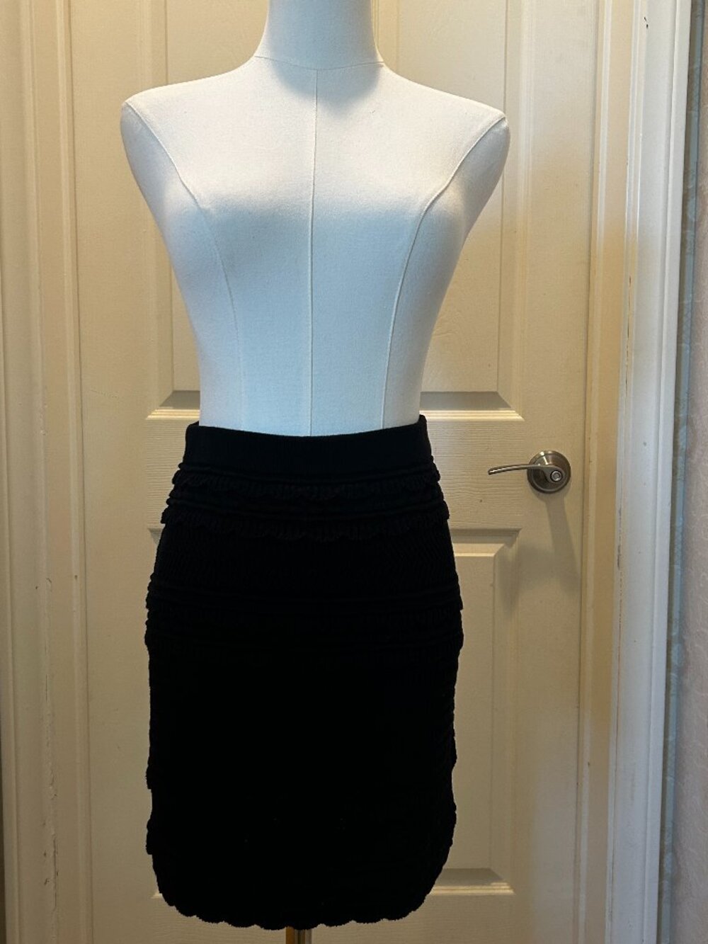 Isabel Marant Étoile Black Textured Knit Pencil Skirt FR 36 US 4 Small Cotton